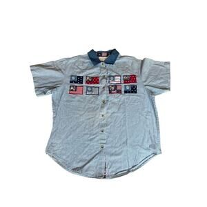 Casey & Max Women's Appliques Blouse Cottage Striped USA Flag Print Size Large